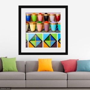 Colorful Morocco Art, Rainbow Colors Art, Moroccan Spices, Morocco Photo, Square Morocco Print, Marrakech Photograph, Bold Colors Art image 5