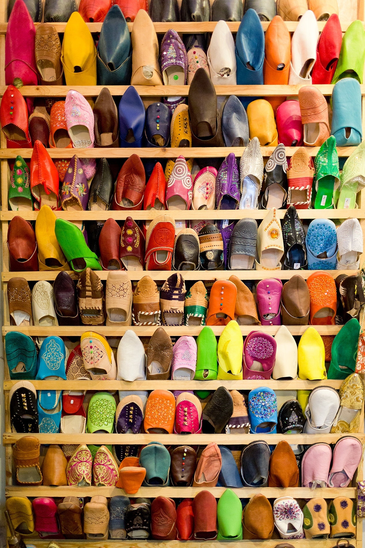 Morocco Slippers Photo, Colorful Shoes Print, Moroccan Shoes, Moroccan ...
