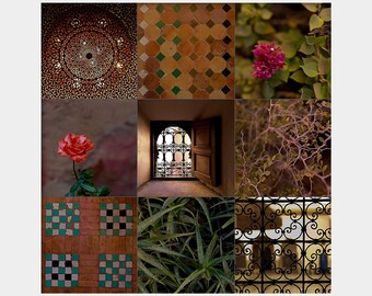 Morocco Gallery Wall, Moroccan Tile Art, Exotic Travel Photographs, Moody Photography, Marrakech Photos, African Wall Art, Morocco Print Set