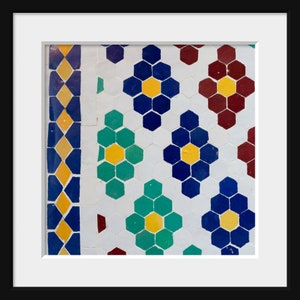 Mosaic Tile Art, Morocco Abstract Art, Marrakech Print, Moroccan Tile Art, Morocco Tile Photo, Bold Modern Art, Square Wall Art, Blue Tile image 10