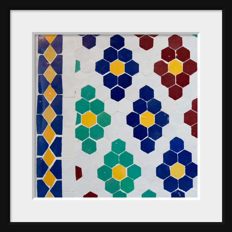 Mosaic Tile Art, Morocco Abstract Art, Marrakech Print, Moroccan Tile Art, Morocco Tile Photo, Bold Modern Art, Square Wall Art, Blue Tile image 10