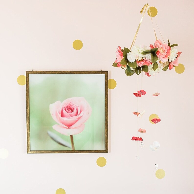Rose Wall Art, Soft Floral Decor, Pink Rose Photograph, Pastel Pink Green, Pale Pink Floral Art, Cottage Chic Art, Feminine Decor, Girly Art image 1