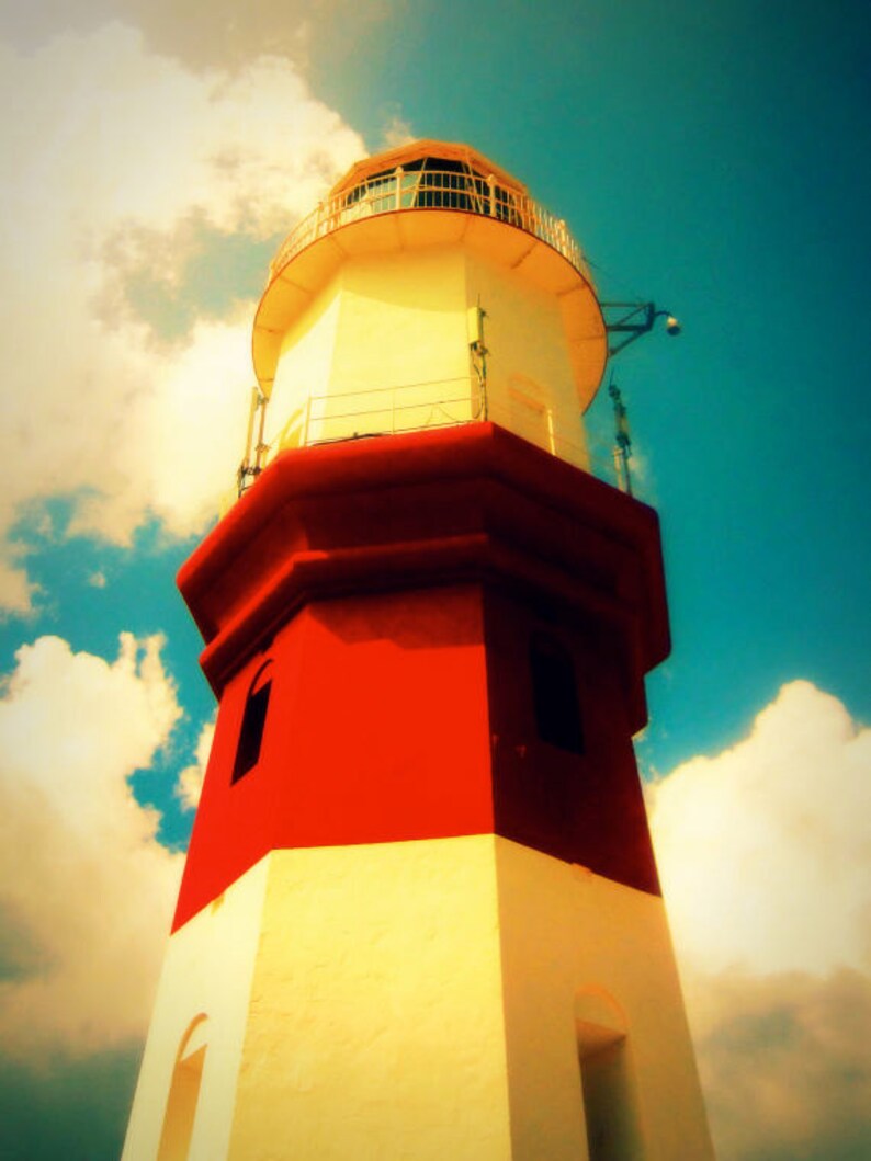 St. David's Lighthouse, Bermuda Lighthouse Photo, Lighthouse Wall Art, Bermuda Wall Art, Red White Aqua Art, Nautical Photo, Surreal Art image 6