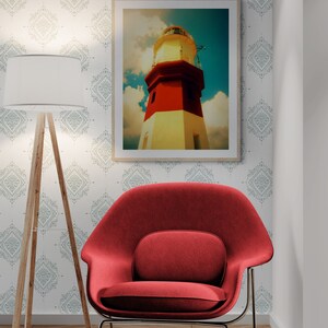 Bermuda Lighthouse Photo: St. David's, Red White Aqua Nautical Wall Art image 3