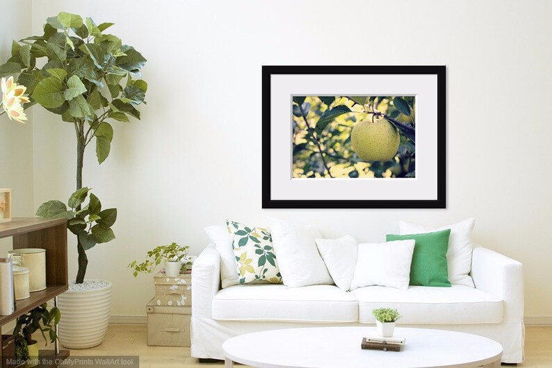 Green Apple Photo, Apple Tree Photo, Kitchen Wall Decor, Green Leaves Art, Green Apple Art, Green Yellow Art, Fruit Photo, Nature Photo image 7