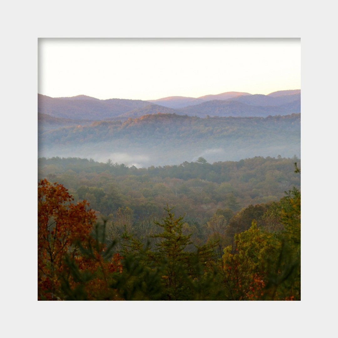 Blue Ridge Mountains Autumn Photo, Mountains, Autumn Nature Art, Burgundy Dark Green
