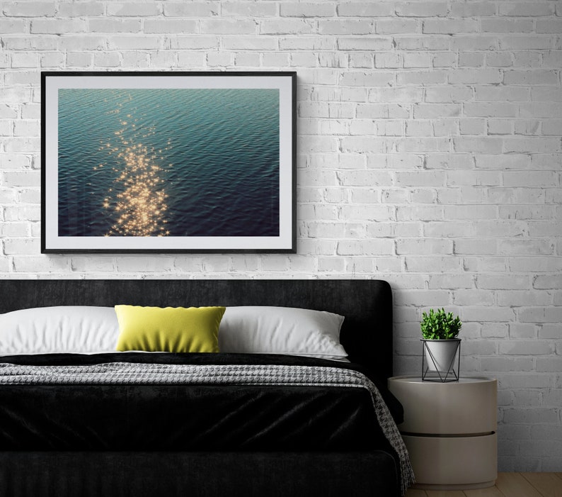 Twinkling Sunlight on Water, Dark Blue Water Art, Bayou Photograph, Mississippi Coast, Dark Teal Wall Art, Dark Water Photo, Sparkling Light image 4