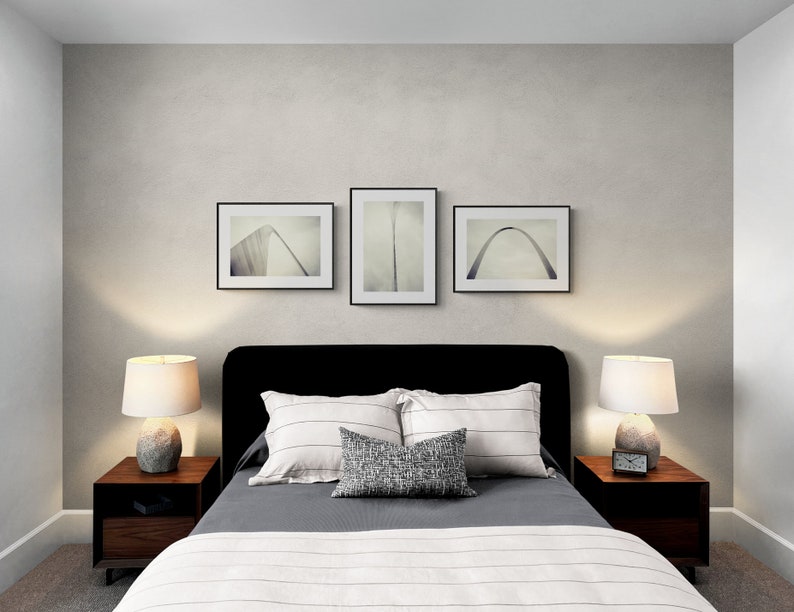 St. Louis Gateway Arch Photo Set, Silver Wall Art, Gray Home Decor, St