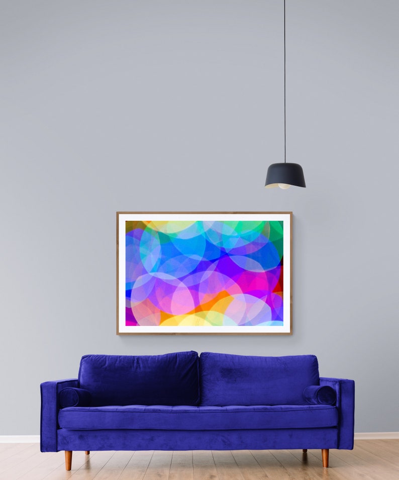 Colorful Abstract Art Bright Blue Circles Bold Modern Art Etsy