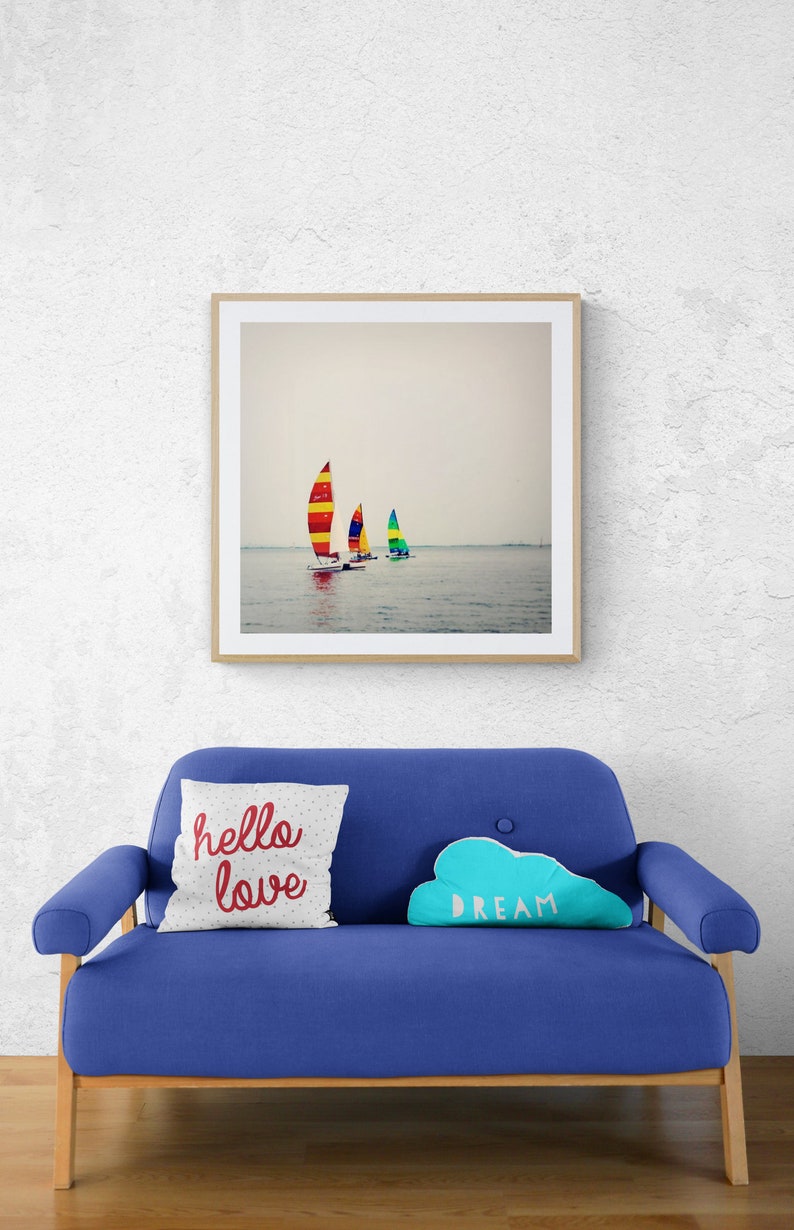 Hobie Cat Sailing Photo, Ocean Springs Sailing Photo, Catamaran Wall Art, Nautical Photo, Regatta Photo, Biloxi Bay Wall Art, Colorful Sails image 3