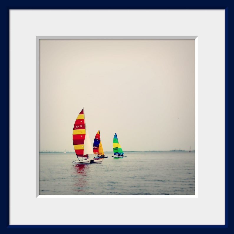 Hobie Cat Sailing Photo, Ocean Springs Sailing Photo, Catamaran Wall Art, Nautical Photo, Regatta Photo, Biloxi Bay Wall Art, Colorful Sails image 8