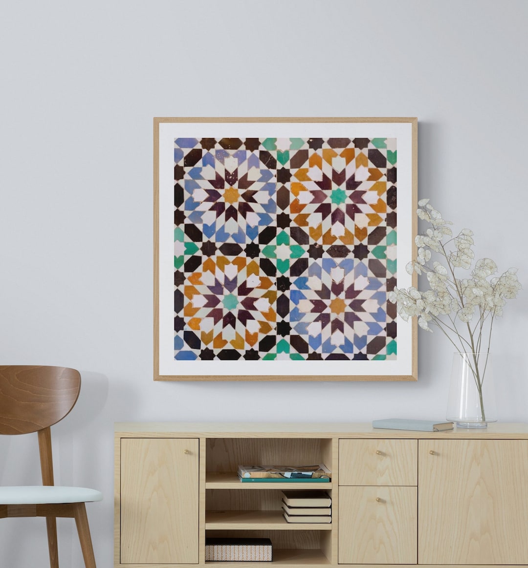 Moroccan Mosaic Tile Art Print: Geometric Wall Decor - Etsy