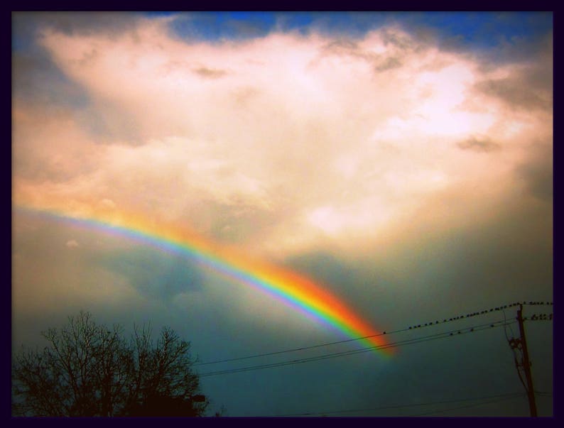 Dark Rainbow Photo, Stormy Sky Art, Rainbow Wall Art, Colorful Sky