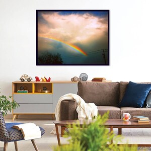 Dark Rainbow Photo, Stormy Sky Art, Rainbow Wall Art, Colorful Sky Photo, Moody Sky Wall Art, Dramatic Wall Art, Dark Blue Sky Art image 3