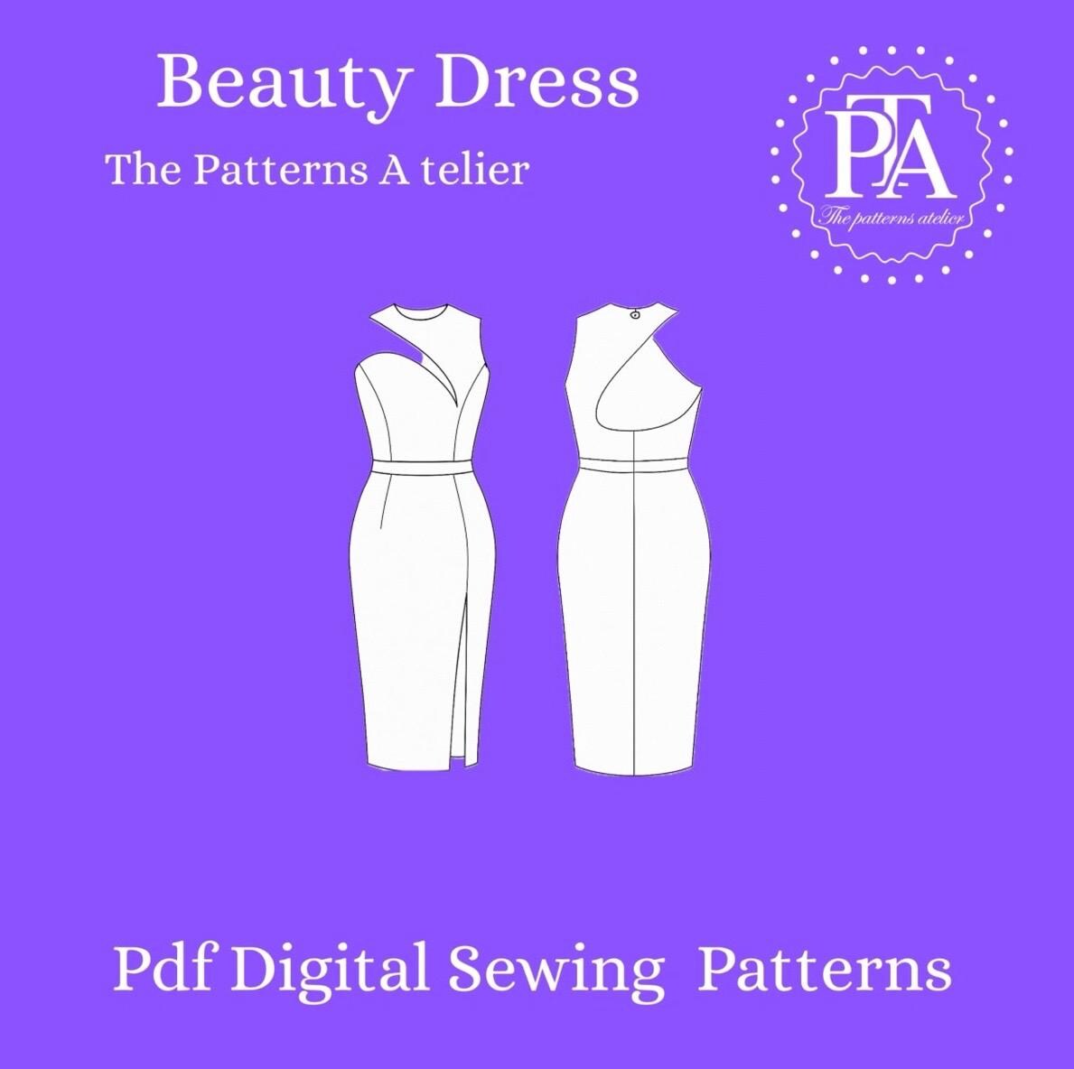 Beauty Dress PDF Sewing Pattern - Elegant Black Evening Dress With ...