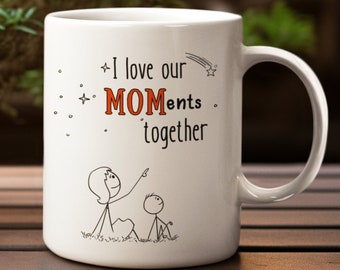 White mug, (11oz), mug for mom, mothers day mug, moms gift, mug with stars, mom and son, mug with stars, original mug, pretty mug, memories