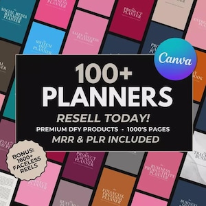 100+ Planners Bundle MRR master resell rights, resell digital product, sell on etsy, PLR planner, DFY planner