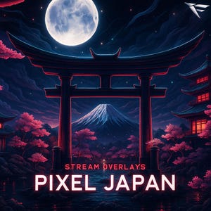 Pixel Japan Animated Stream Overlay: Retro Twitch/YouTube/Kick Bundle