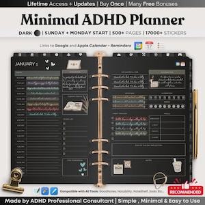 All-in-One Digital Planner: 2024-2026, ADHD, Journal (Digital Download)