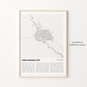 Impresión de mapa de la ciudad de Lake Havasu, mapa de viaje de la ciudad de Lake Havasu, arte de decoración de pared de la ciudad de Lake Havasu, ciudad de Lake Havasu Arizona, regalo de inauguración de la casa