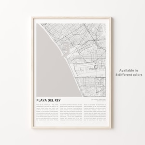 Impresión de mapas de Playa del Rey, Mapa de viajes de Playa del Rey, Arte de decoración de pared de Playa del Rey, Playa del Rey Los Ángeles, Regalo de bienvenida