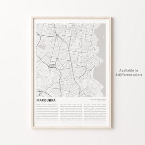 Maroubra Map Print, Maroubra Travel Map, Maroubra Wall Decor Art, Maroubra New South Wales, Housewarming Gift