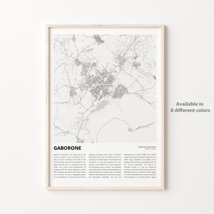 Gaborone Map Print, Gaborone Travel Map, Gaborone Wall Decor Art, Gaborone Gaborone, Housewarming Gift