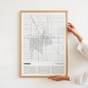 Fargo Map Print, Fargo Travel Map, Fargo Wall Decor Art, Fargo North Dakota, Housewarming Gift image 7