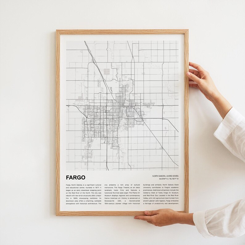 Fargo Map Print, Fargo Travel Map, Fargo Wall Decor Art, Fargo North Dakota, Housewarming Gift image 7