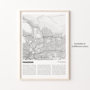 Impression de carte de Pasadena, carte de voyage de Pasadena, art déco murale Pasadena, Pasadena en Californie, cadeau de pendaison de crémaillère