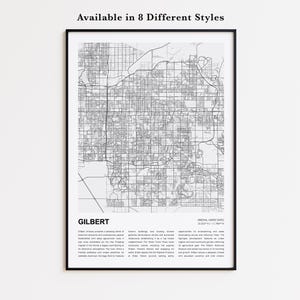 Gilbert Map Print, Gilbert Travel Map, Gilbert Wall Decor Art, Gilbert Arizona, Housewarming Gift