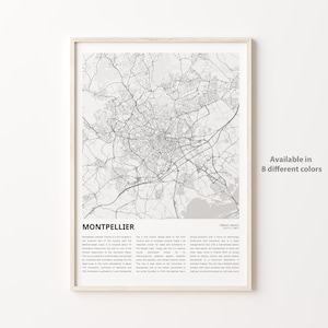 Montpellier Map Print, Montpellier Travel Map, Montpellier Wall Decor Art, Montpellier Hérault, Housewarming Gift