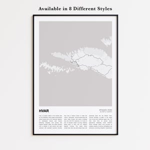 Mapa de Hvar impreso, Mapa turístico de Hvar, Arte decorativo de pared de Hvar, Hvar Split-Dalmacia, Regalo de inauguración de casa