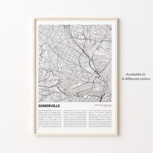 Somerville Karte Drucken, Somerville Reisekarte, Somerville Wanddekor Kunst, Somerville Massachusetts, Housewarming Geschenk
