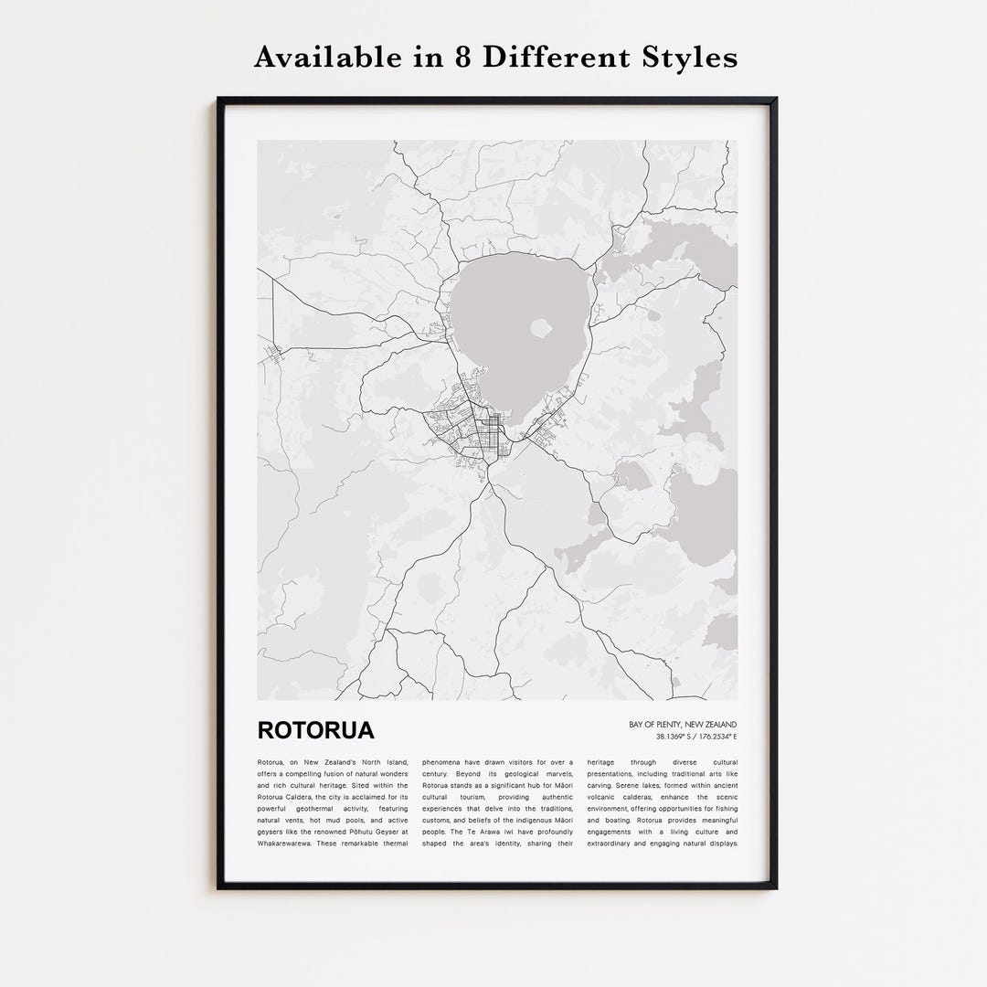 Printable Rotorua Maps Rotorua Map Print, Rotorua Travel Map, Rotorua Wall Decor Art, Rotorua ...