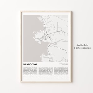 Mendocino Map Print, Mendocino Travel Map, Mendocino Wall Decor Art, Mendocino California, Housewarming Gift