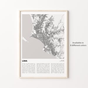 Lima Map Print, Lima Travel Map, Lima Wall Decor Art, Lima Lima, Housewarming Gift