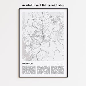 Branson Map Print, Branson Travel Map, Branson Wall Decor Art, Branson Missouri, Housewarming Gift