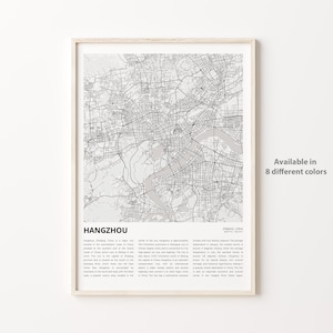 Hangxi Stadtplan Druck, Hangxi Stadtplan, Hangxi Stadtplan, Hanghou Wanddekor, Einweihungsparty Geschenk