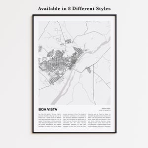 Stampa mappa di Boa Vista, Mappa di viaggio di Boa Vista, Arte della decorazione della parete di Boa Vista, Boa Vista Roraima, Regalo di inaugurazione della casa