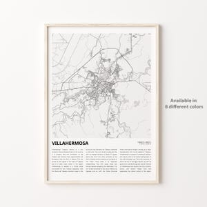Villahermosa Map Print, Villahermosa Travel Map, Villahermosa Wall Decor Art, Villahermosa Tabasco, Housewarming Gift