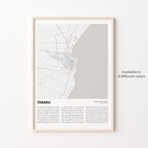 Impresión de mapa de Timaru, mapa de viaje de Timaru, arte de decoración de pared de Timaru, Timaru Canterbury, regalo de inauguración de la casa