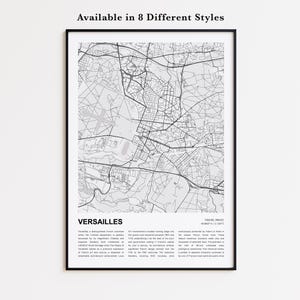 Versailles Map Print, Versailles Travel Map, Versailles Wall Decor Art, Versailles Yvelines, Housewarming Gift