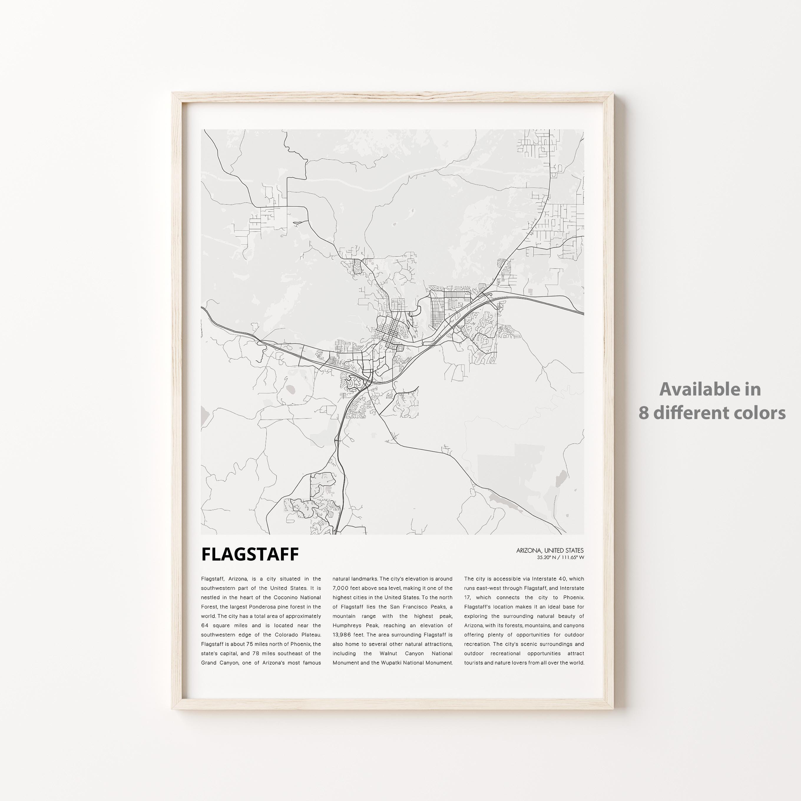 Flagstaff Map Print, Flagstaff Travel Map, Flagstaff Wall Decor Art, Flagstaff Arizona, Housewarming Gift
