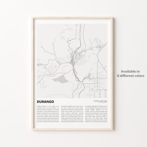 Durango Map Print, Durango Travel Map, Durango Wall Decor Art, Durango Colorado, Housewarming Gift
