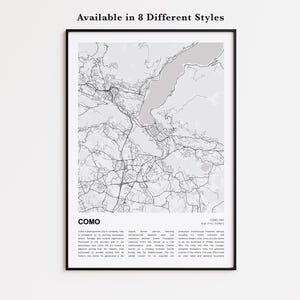 Como Map Print, Como Travel Map, Como Wall Decor Art, Como Como, Housewarming Gift
