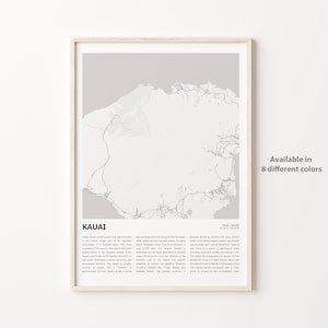 Kauai Map Print, Kauai Travel Map, Kauai Wall Decor Art, Kauai Hawaii, Housewarming Gift