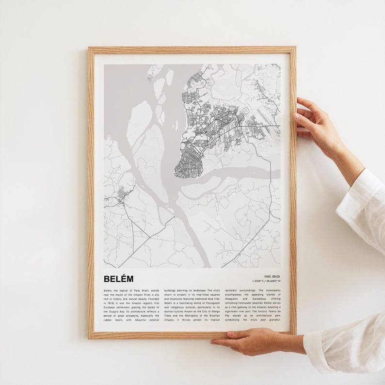 Belem Map Belém Map Print, Belém Travel Map, Belém Wall Decor Art, Belém Pará ...