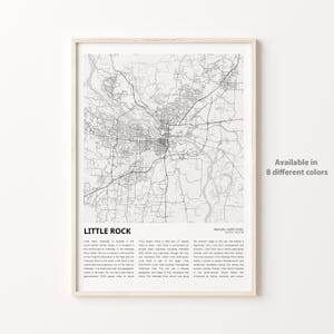 Impression de carte Little Rock, carte de voyage Little Rock, décoration murale Little Rock, Little Rock Arkansas, cadeau de pendaison de crémaillère