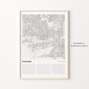 Impression de carte de Phoenix, carte de voyage de Phoenix, art déco murale Phoenix, Phoenix en Arizona, cadeau de pendaison de crémaillère